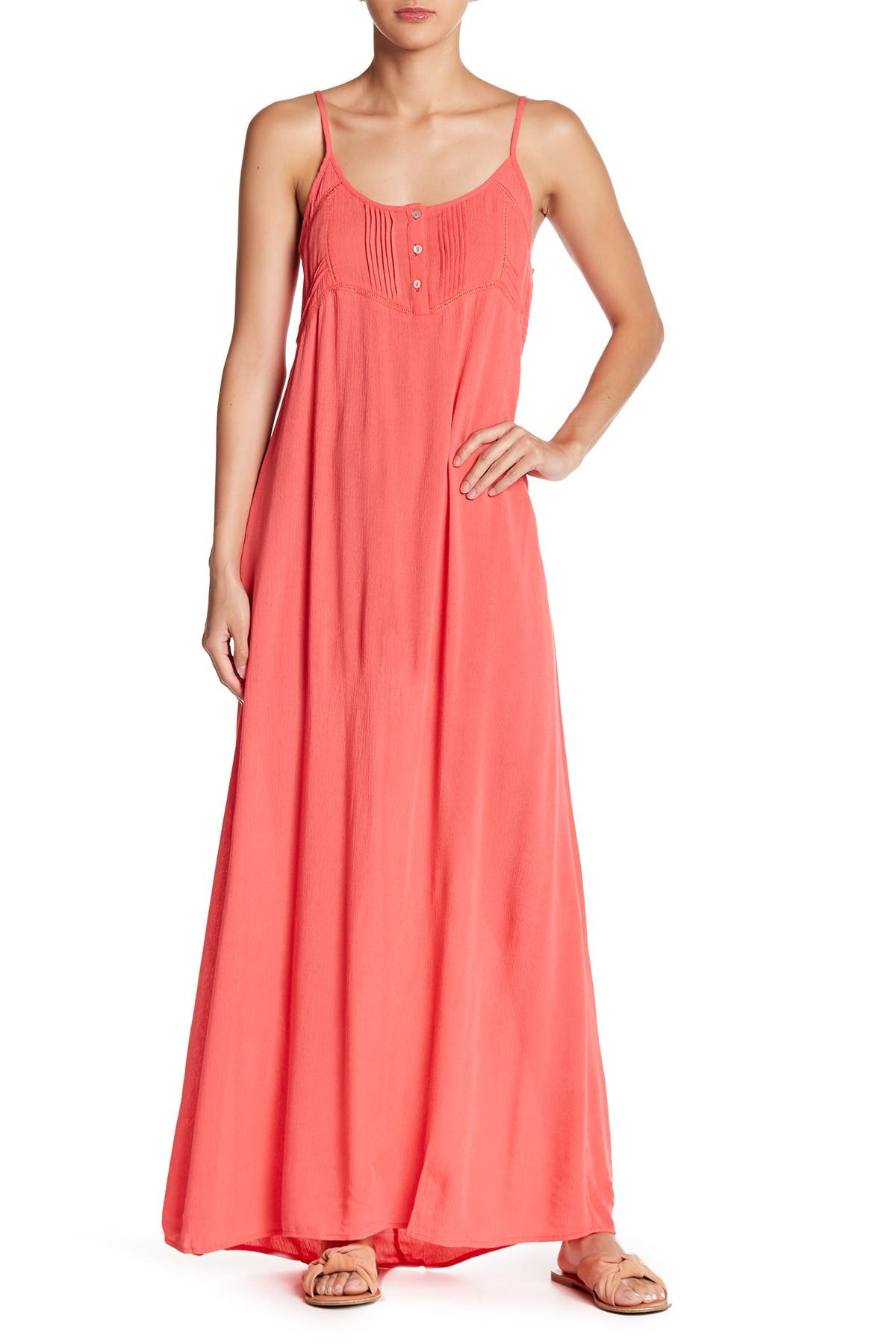 button detail maxi dress