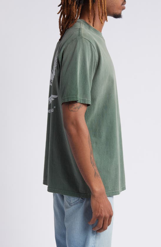 Shop One Of These Days Screaming Eagle Graphic T-shirt In Washed Forest Green