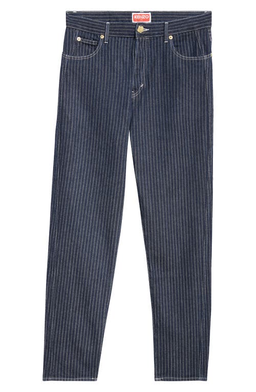 Shop Kenzo Engineer Stripe Tapered Fit Jeans In Rinse Blue Denim