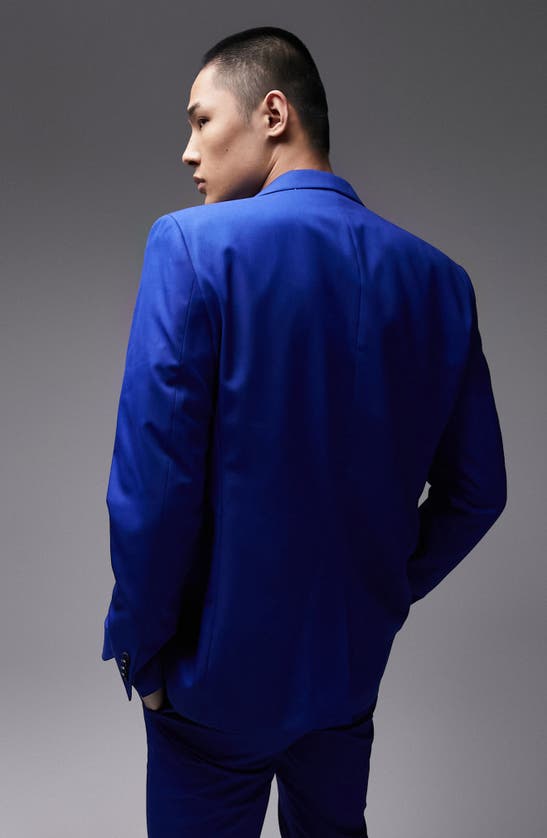 Shop Topman Premium Slim Suit Jacket In Medium Blue