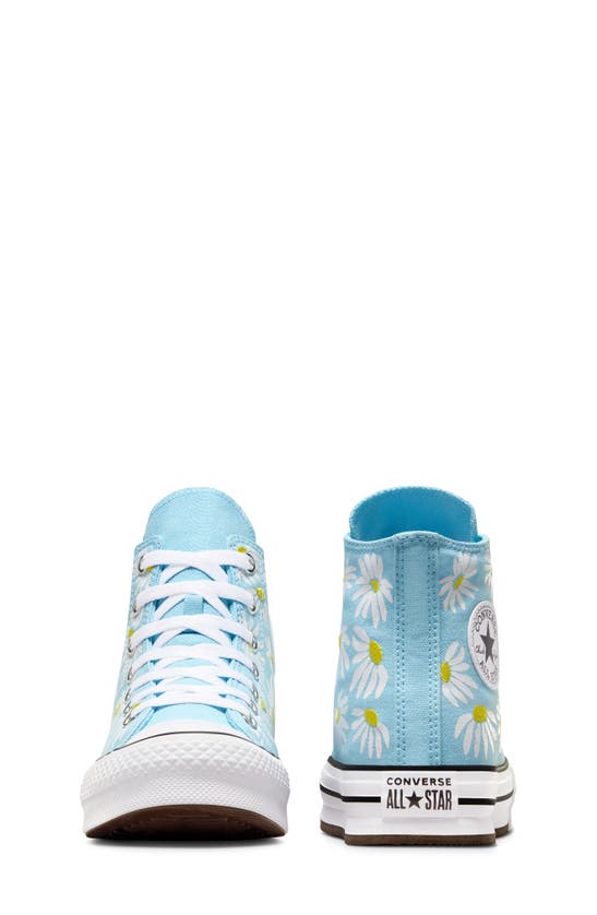 Shop Converse Kids' Chuck Taylor® All Star® Eva Lift High Top Platform Sneaker In True Sky/ Dandy Lion/ White