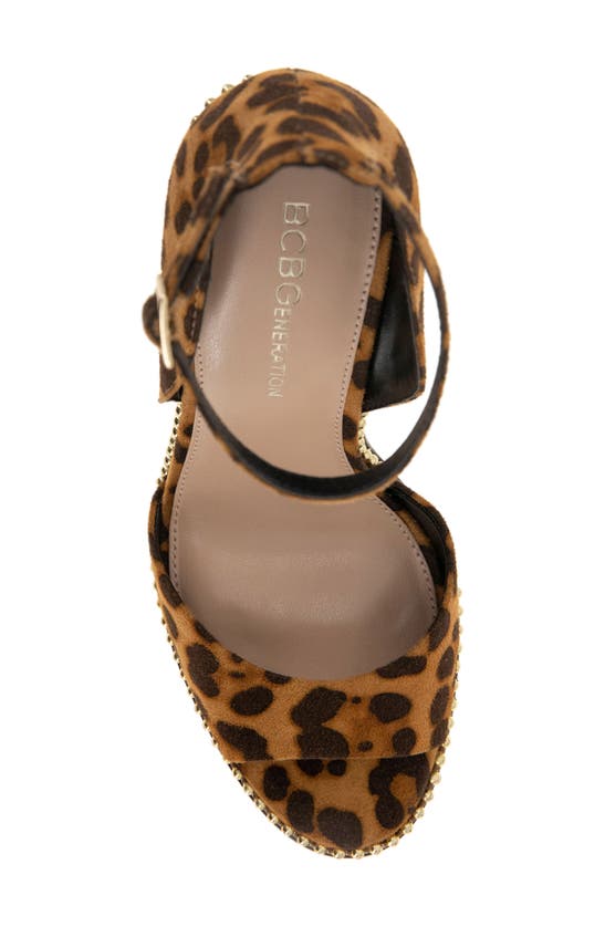 Shop Bcbgeneration Jessika Snake Embossed Ankle Strap Sandal In Cheetah