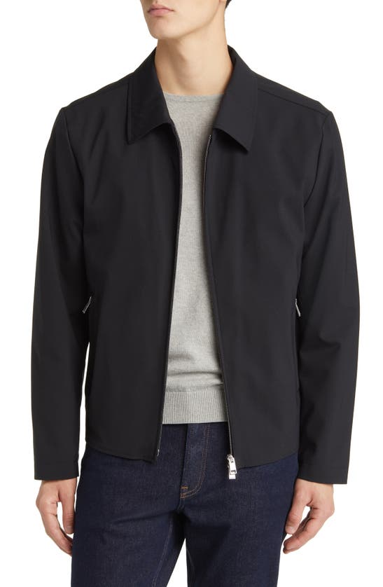 Hugo Boss Hanry Wing Zip-up Wool Blend Jacket In Black