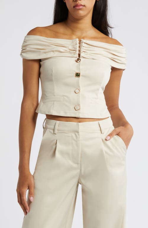 SOMETHING NEW Off the Shoulder Crop Top Turtledove at Nordstrom, Us