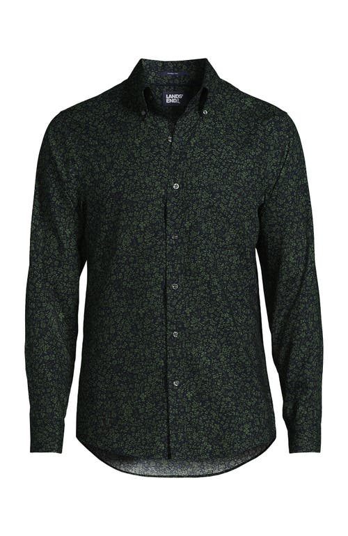 Shop Lands' End Traditional Fit No Iron Twill Shirt In Estate Green Flowers