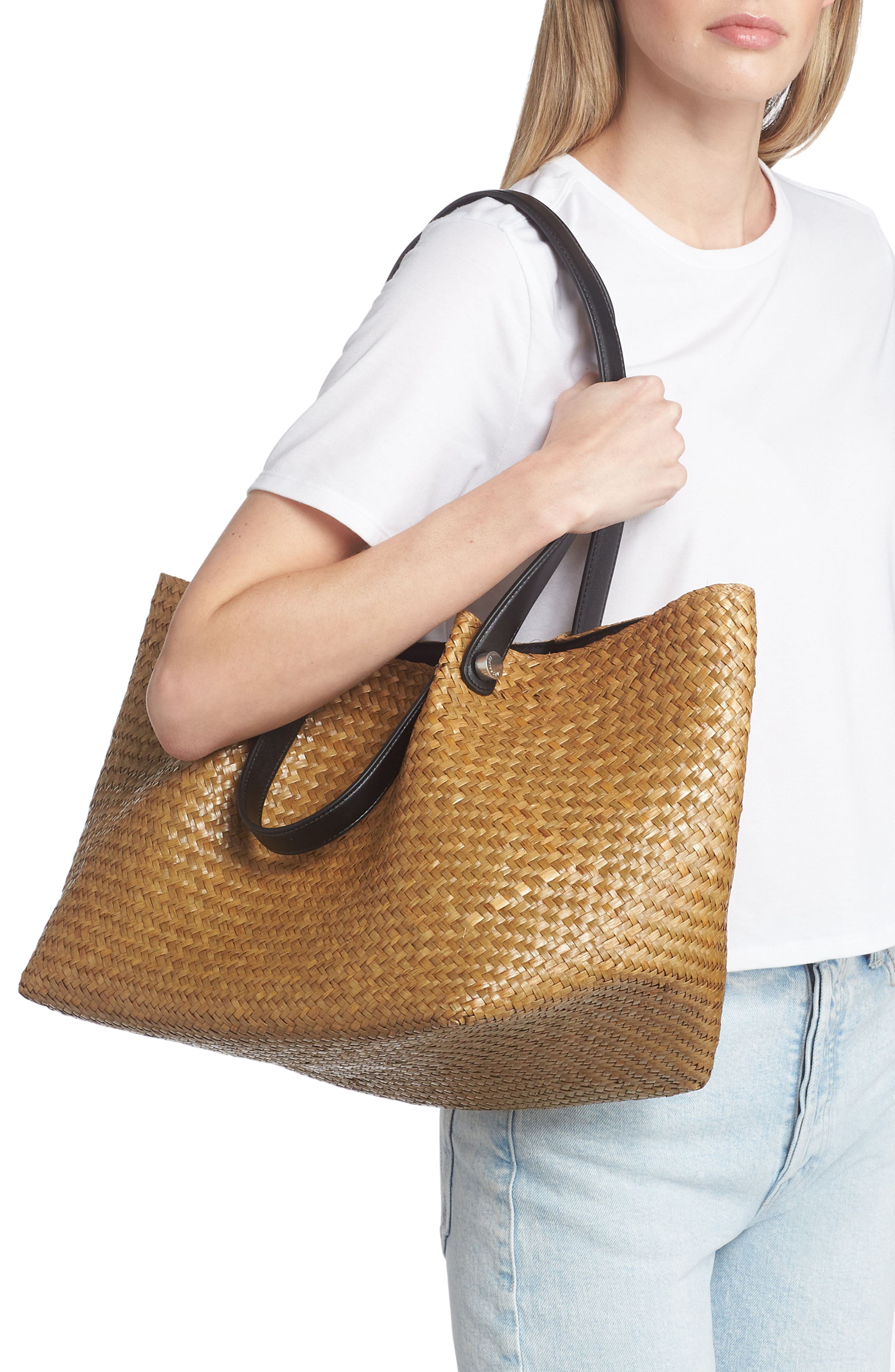 AllSaints Allington Straw Tote Nordstrom