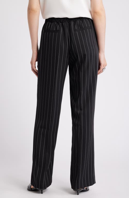 Shop Nordstrom Floral Print Straight Leg Twill Pants In Black Penelope Pinstripe