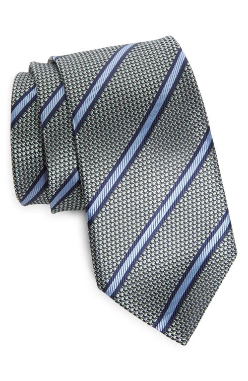 Paglie Bold Stripe Mulberry Silk Tie in Green/Blue