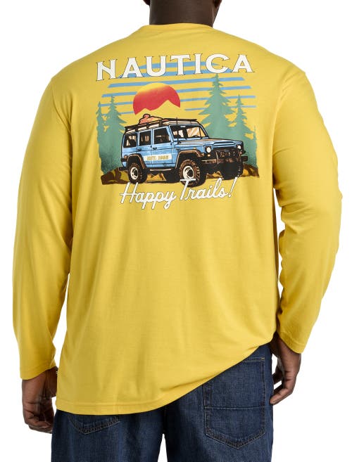 Nautica Mens Big & Tall Long-sleeve Graphic T-shirt In Lightning Gold