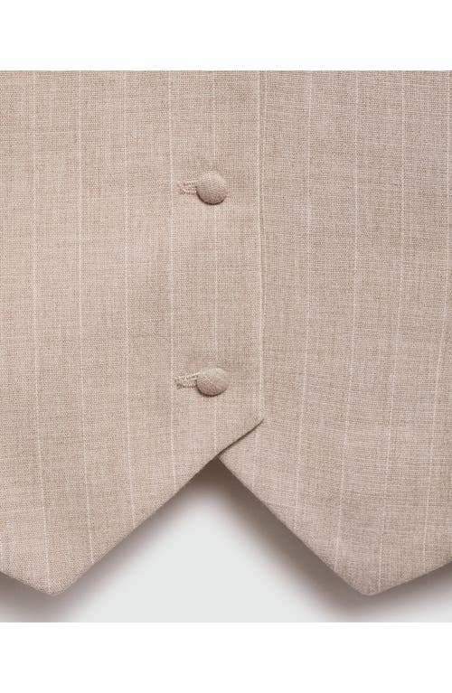 Mango Pinstripe Halter Vest In Beige