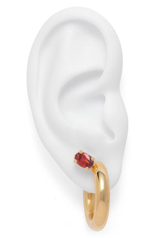 Lady Grey Tilt Hoop Earrings In Gold/red