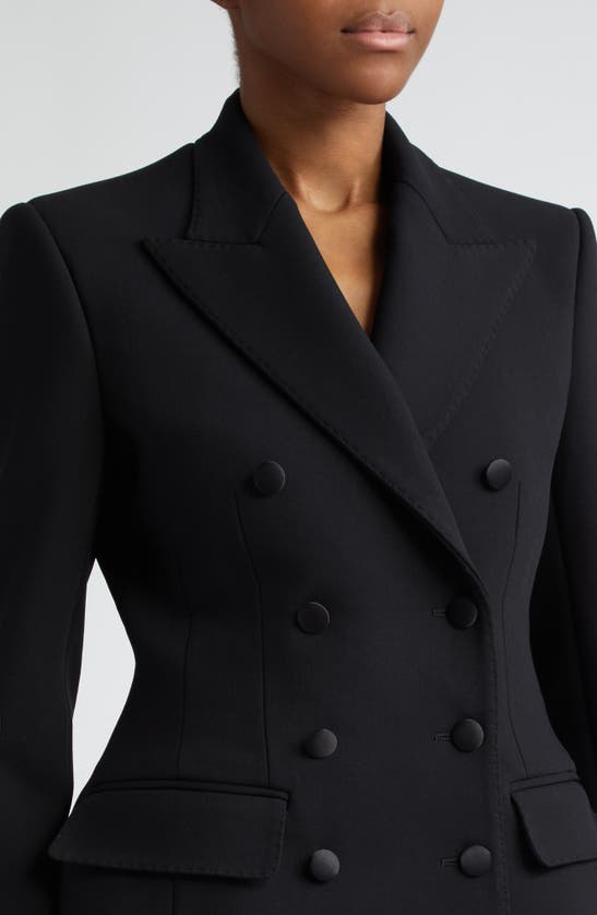 Shop Dolce & Gabbana Turlington Double Breasted Wool Blend Blazer In Nero