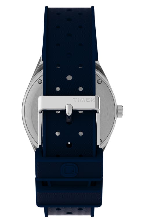 Timex ® Q  Silicone Strap Watch, 38mm In Silver/blue/blue