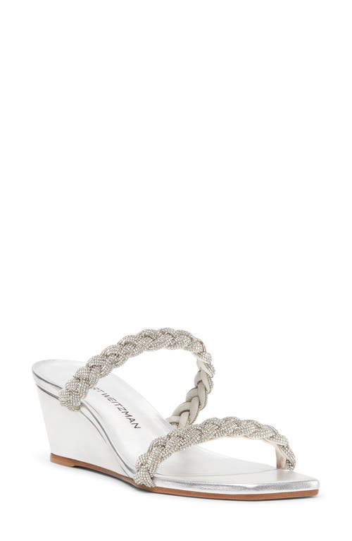 Shop Stuart Weitzman Highshine 50 Wedge Slide Sandal In Silver