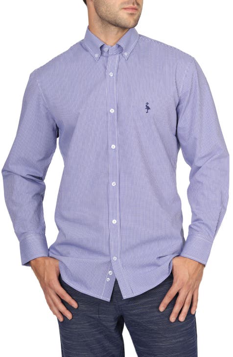 On the Fly Regular Fit Gingham Performance Stretch Button-Down Shirt