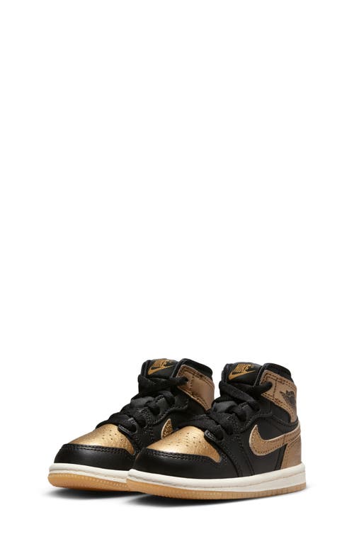 Jordan Nike Kids' Air 1 Retro High Og Basketball Sneaker In Black/metallic Gold/sail