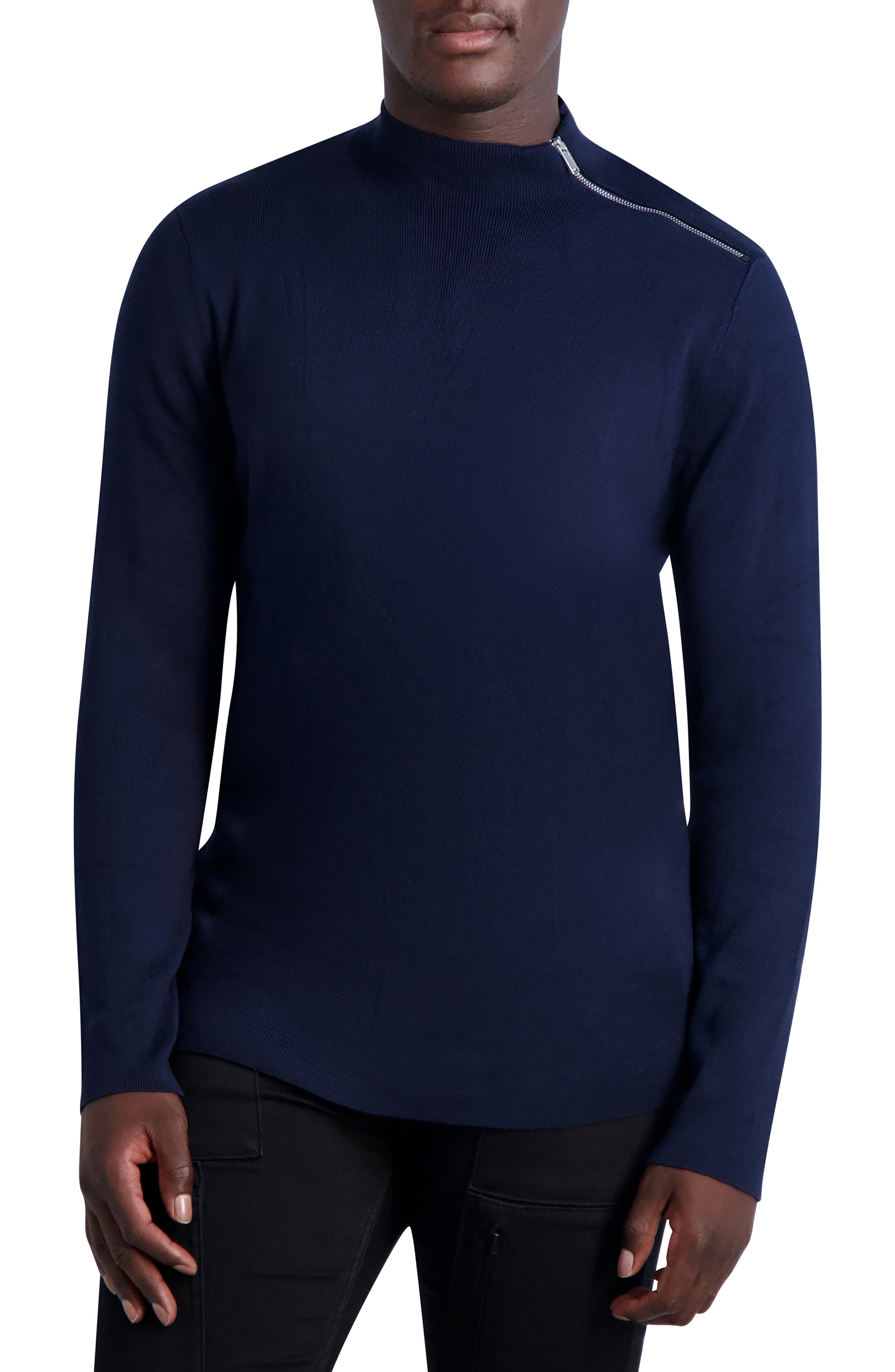 Karl Lagerfeld Paris Mock Neck Zip Sweater - S