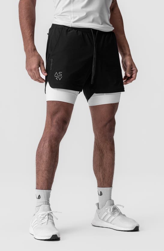 Shop Asrv Tetra-lite™ 5-inch 2-in-1 Lined Shorts In Black Cyber/ White