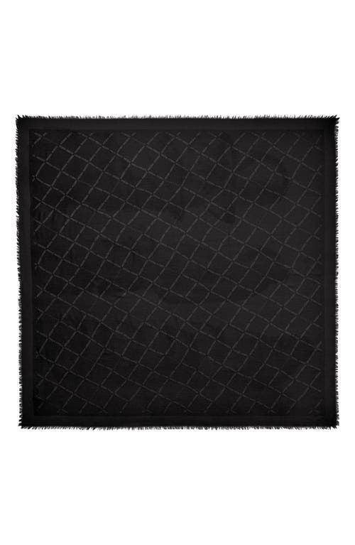 Roseau Check Print Silk & Wool Scarf in Black
