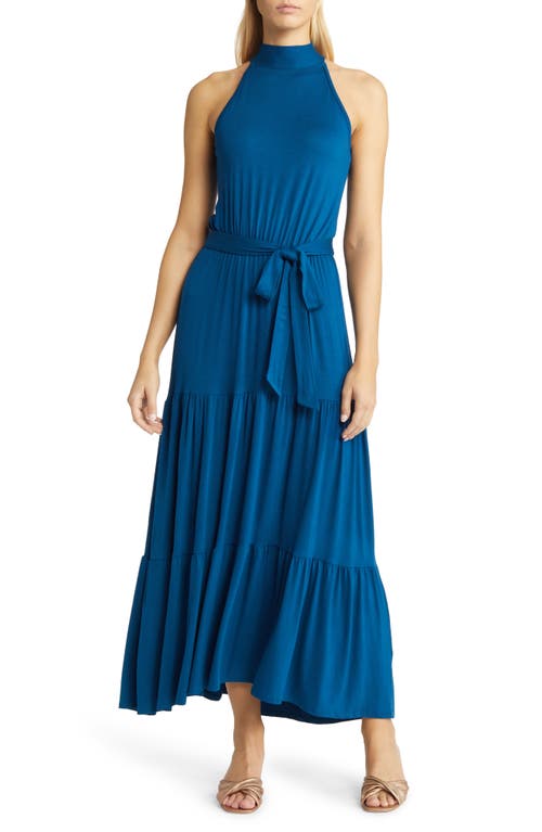 Tiered Halter Maxi Dress in Teal