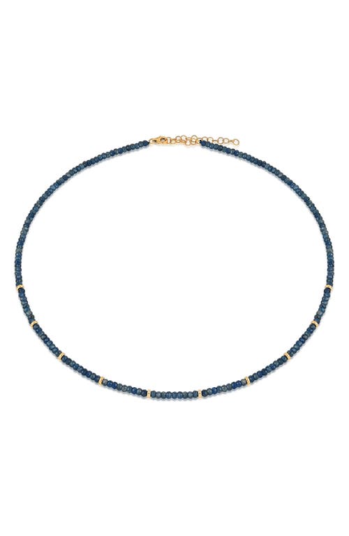 Shop Ef Collection Birthstone Beaded Necklace In Yellow Gold/blue