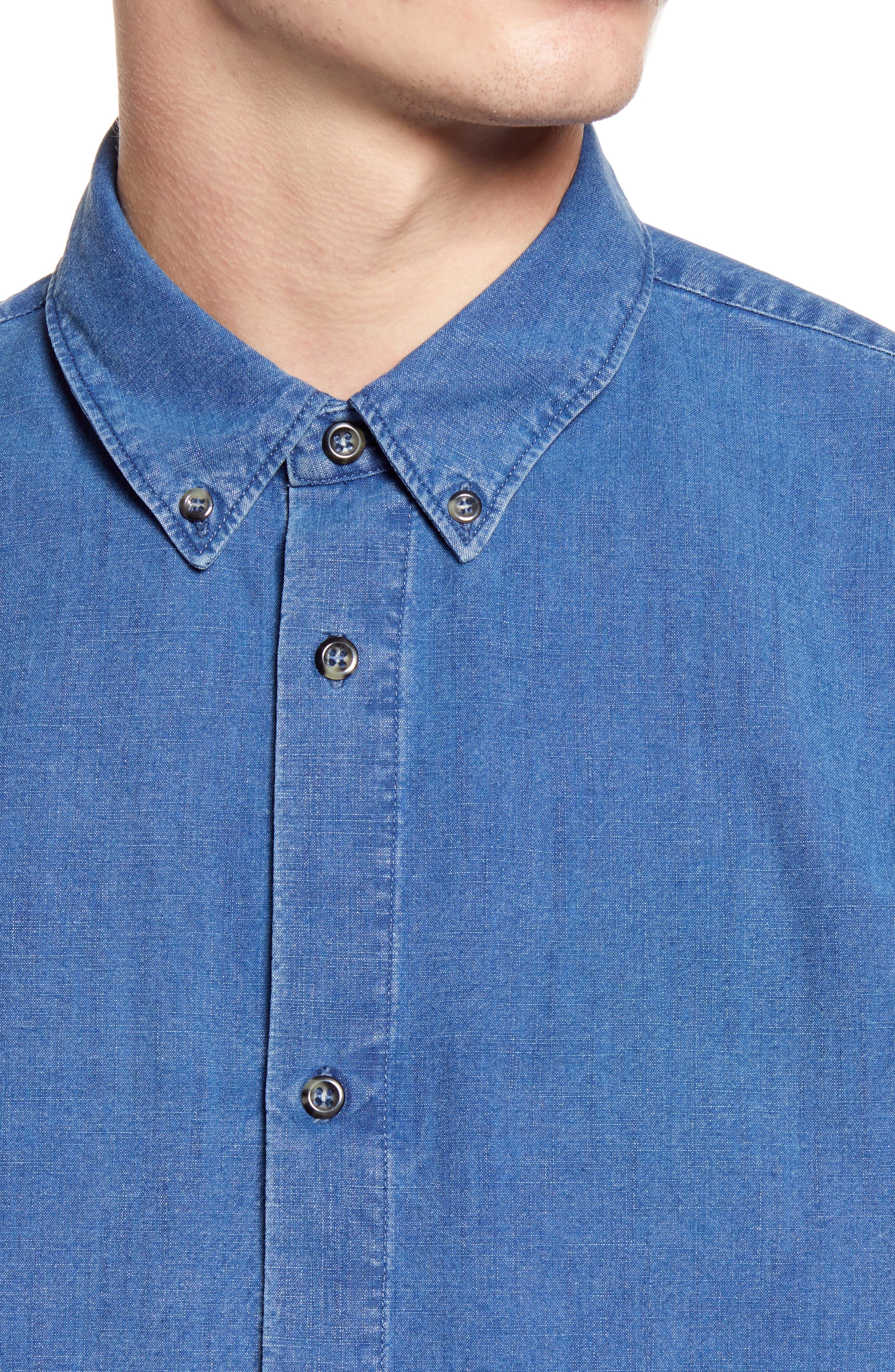 A.p.c. Designer Button-down Denim Shirt In Iai Indigo