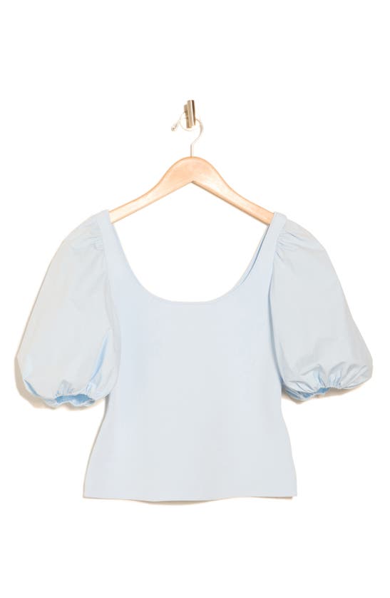 Theory Puff Sleeve Scoop Neck Top In Blue