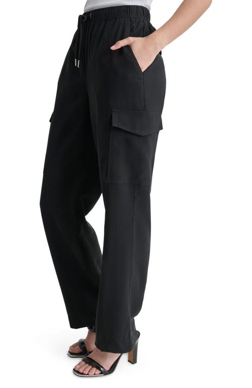 Shop Dkny Carrot Drawstring Cargo Pants In Black