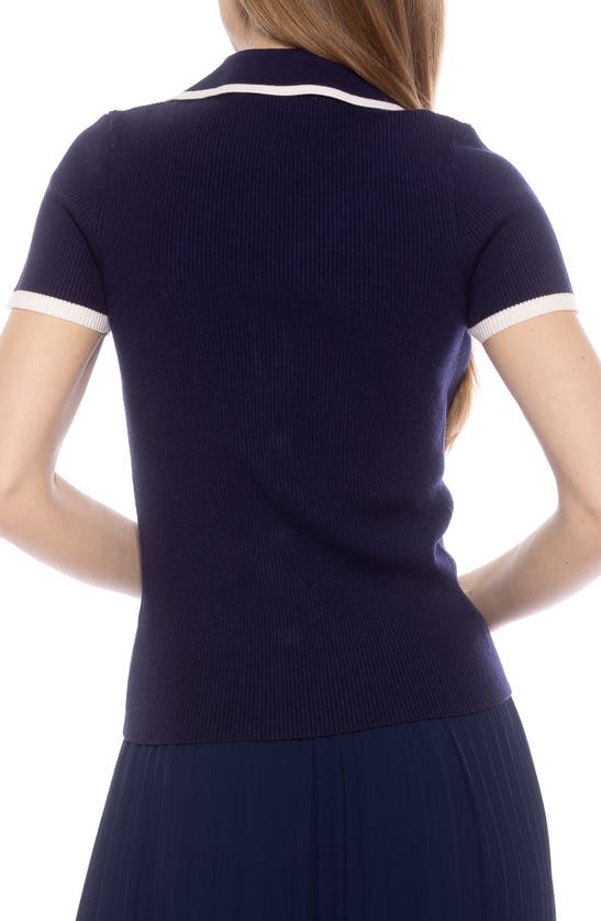 Alexia Admor Diara Knit Polo In Navy