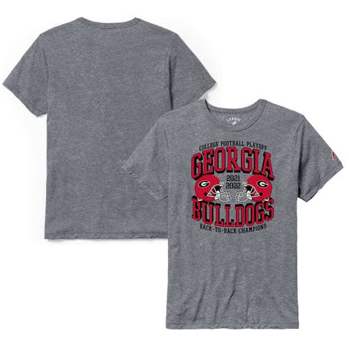 Men's League Collegiate Wear Heather Gray Georgia Bulldogs Back-To-Back College Football Playoff National Champions Tri-Blend T-Shirt