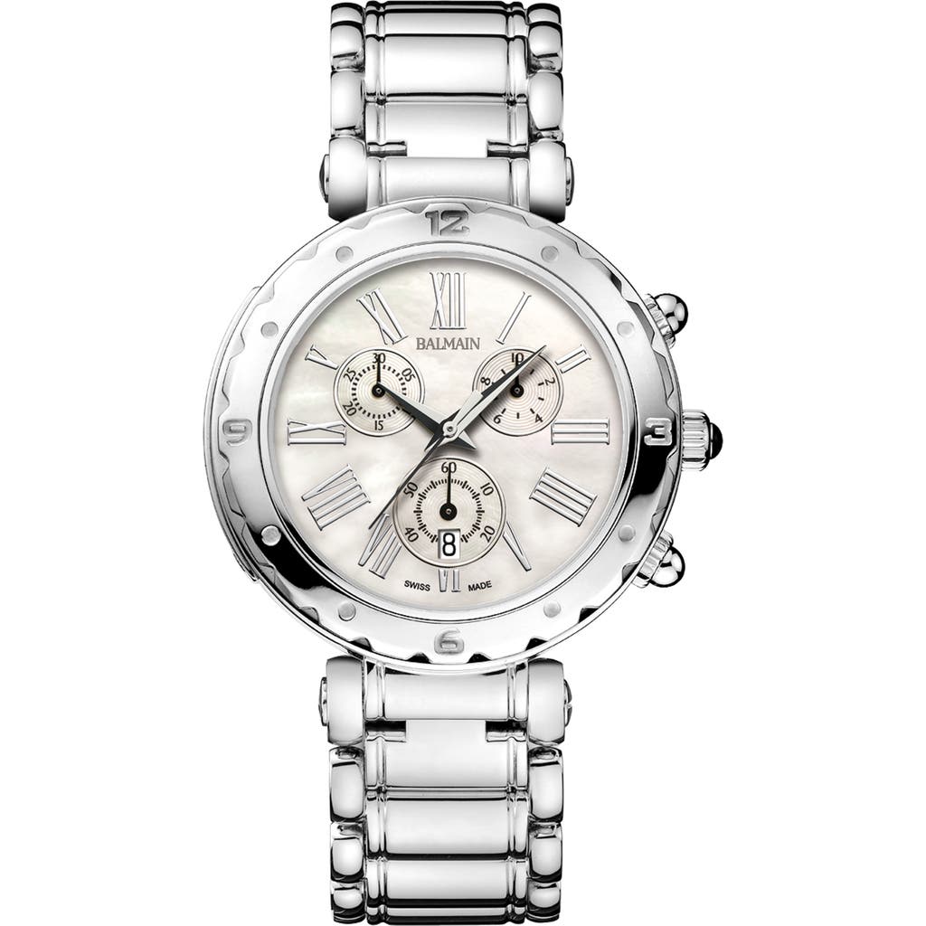Balmain Watches Mother-of-pearl Chronograph Bracelet Watch, 38mm In Metallic
