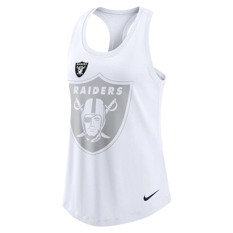Shop Nike White Las Vegas Raiders Tri-blend Scoop Neck Racerback Tank Top