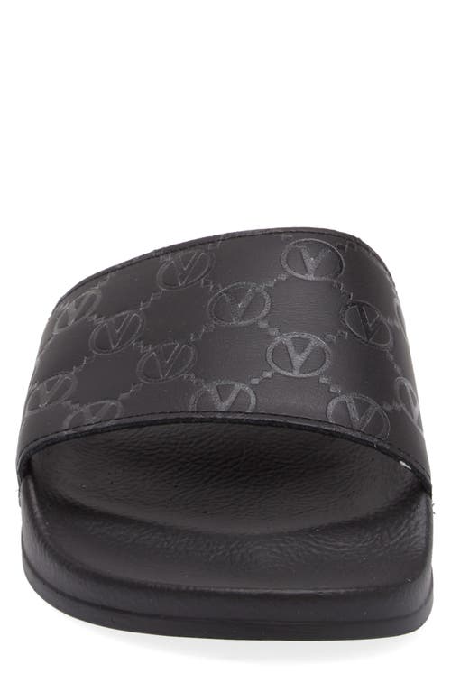 Valentino By Mario Valentino Eros Monogram Slide Sandal In Black
