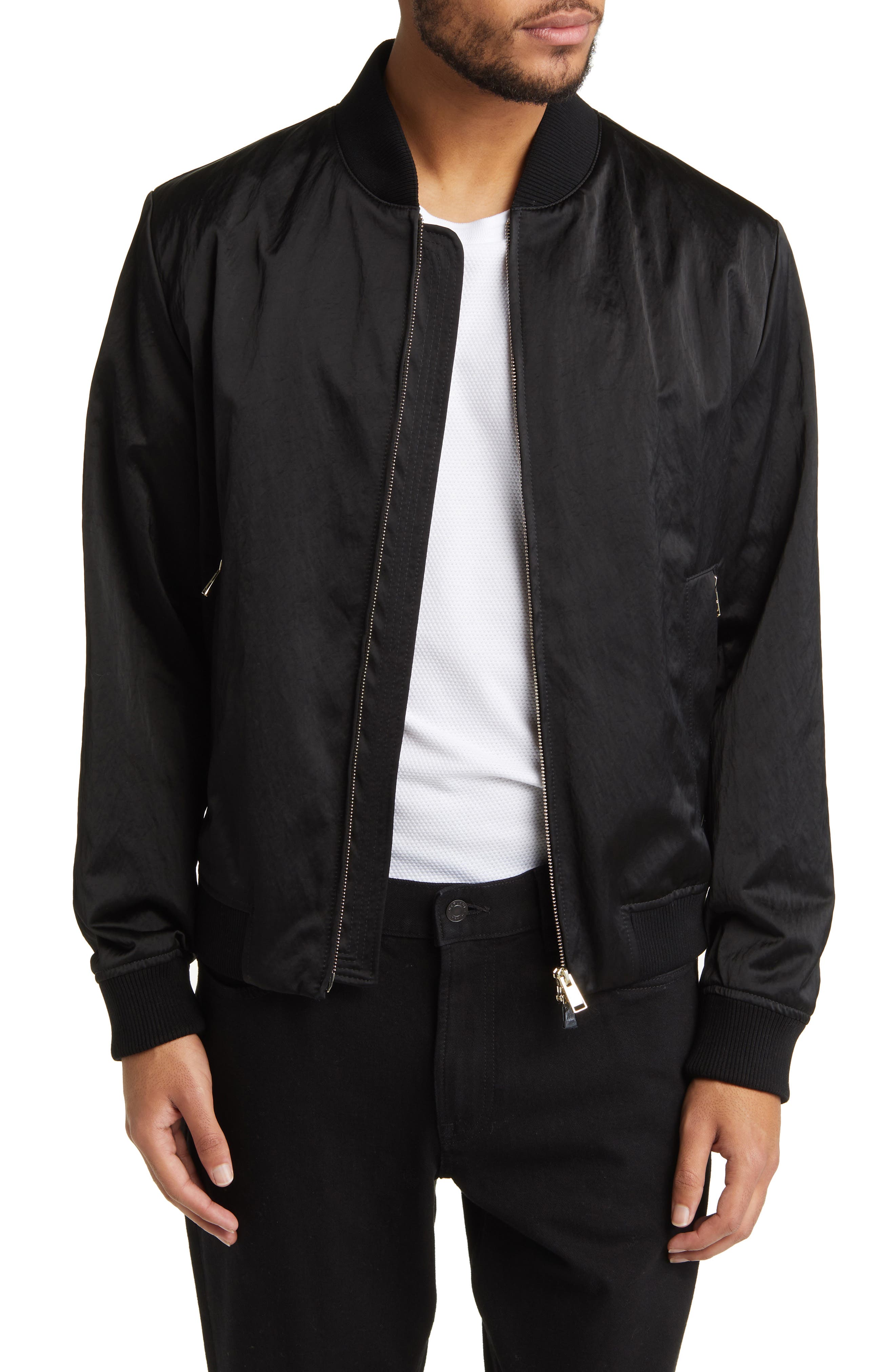 BOSS Hanry Satin Bomber Jacket Nordstrom