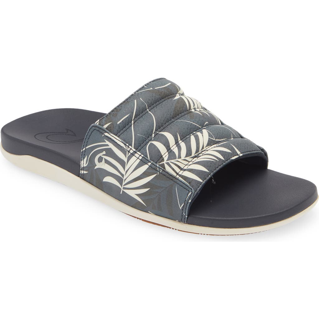 Olukai Maha Olu Slide Sandal In Trench Blue/aloha