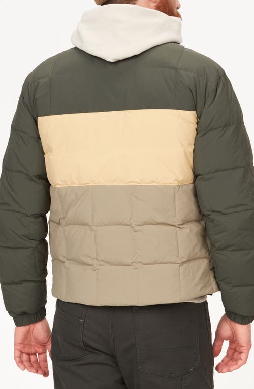 Shop Marmot Ares Packable Recycled Nylon 700 Fill Power Down Puffer Jacket<br> In Nori/light Oak/vetiver