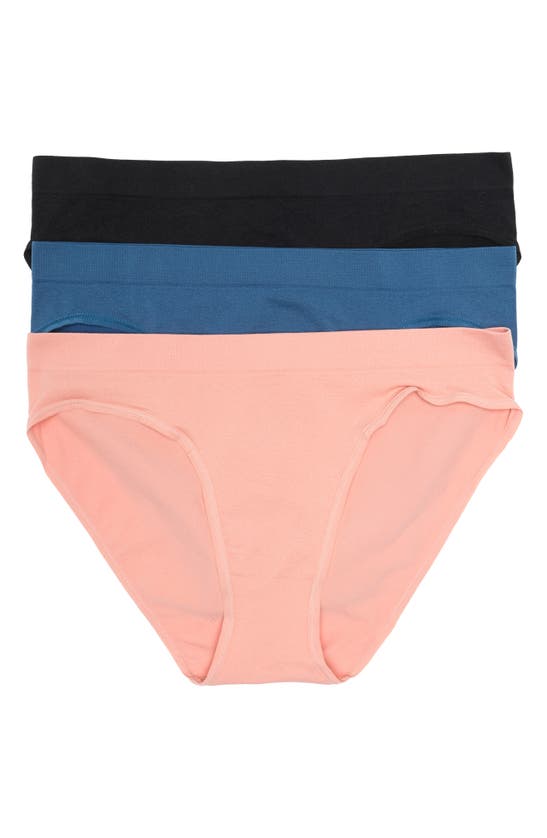 Nordstrom Rack 3-pack Assorted Bikinis In Pink Tan -blue Dark Multi