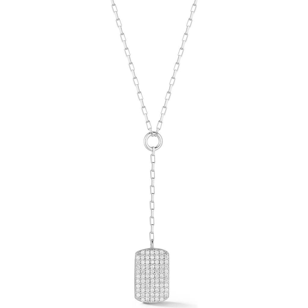Glaze Jewelry Cz Tag Lariat Chain Necklace In Silver
