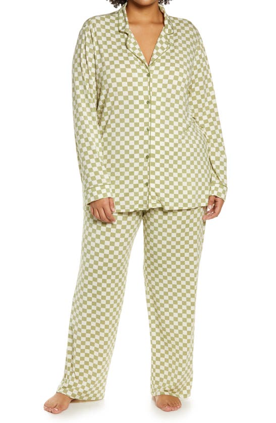 Nordstrom Moonlight Eco Pajamas In Olive Emerald Joss Gingham