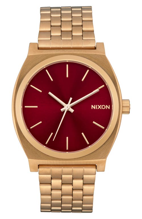 Nixon The Time Teller Bracelet Watch, 37mm In Gold/oxblood Sunray