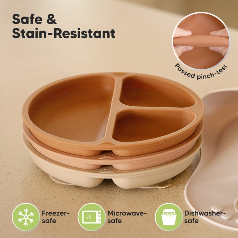 Shop Keababies 3-pack Prep Silicone Suction Plates In Terracotta