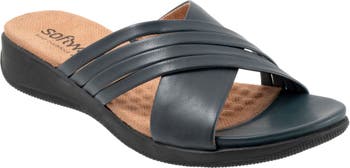 SoftWalk® Tillman 5.0 Leather Cross Strap Slide Sandal (Women) | Nordstrom