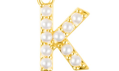 Adornia Faux Pearl Initial Charm Beaded Bracelet In Gold White-k