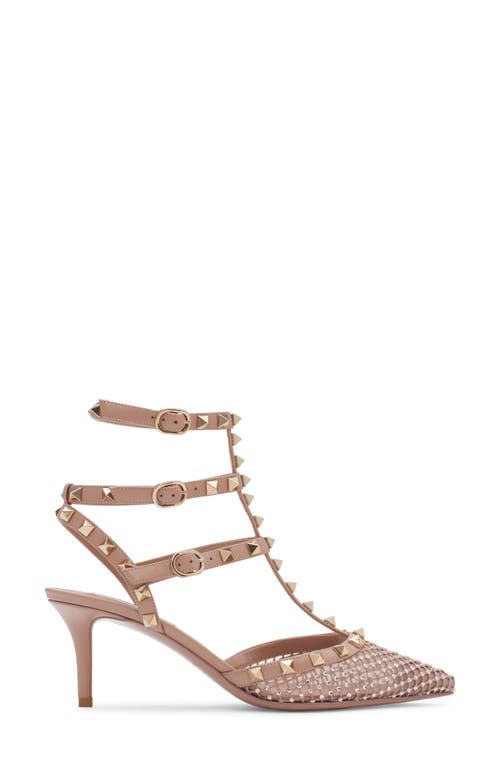 Shop Valentino Garavani Rockstud T-strap Pointed Toe Pump In Silk/rose Cannelle