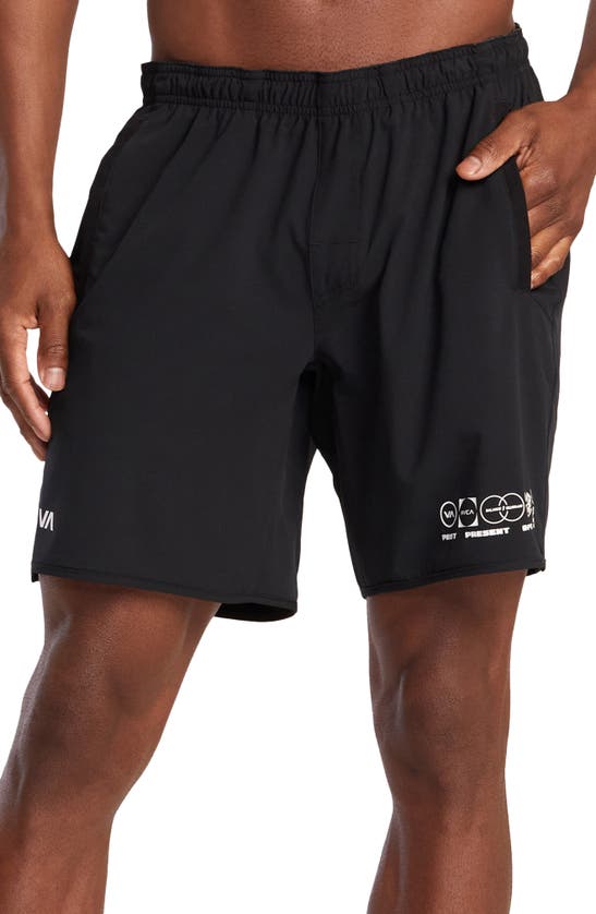 Rvca Yogger Stretch Athletic Shorts In All Black