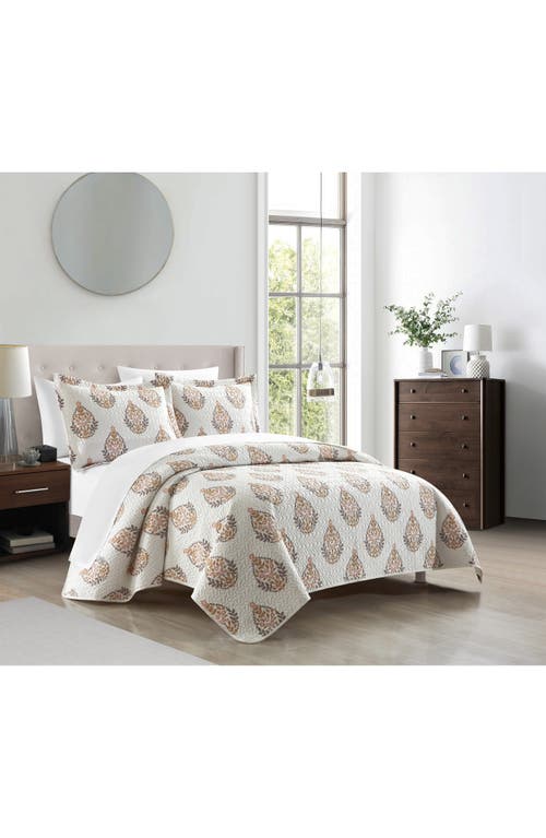 Shop Chic Breana Medallion Print 7-piece Quilted Comforter Set In Taupe