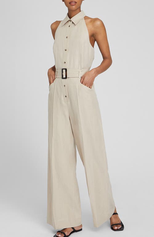 Belted Sleeveless Jumpsuit in 230 - Tan/Tan