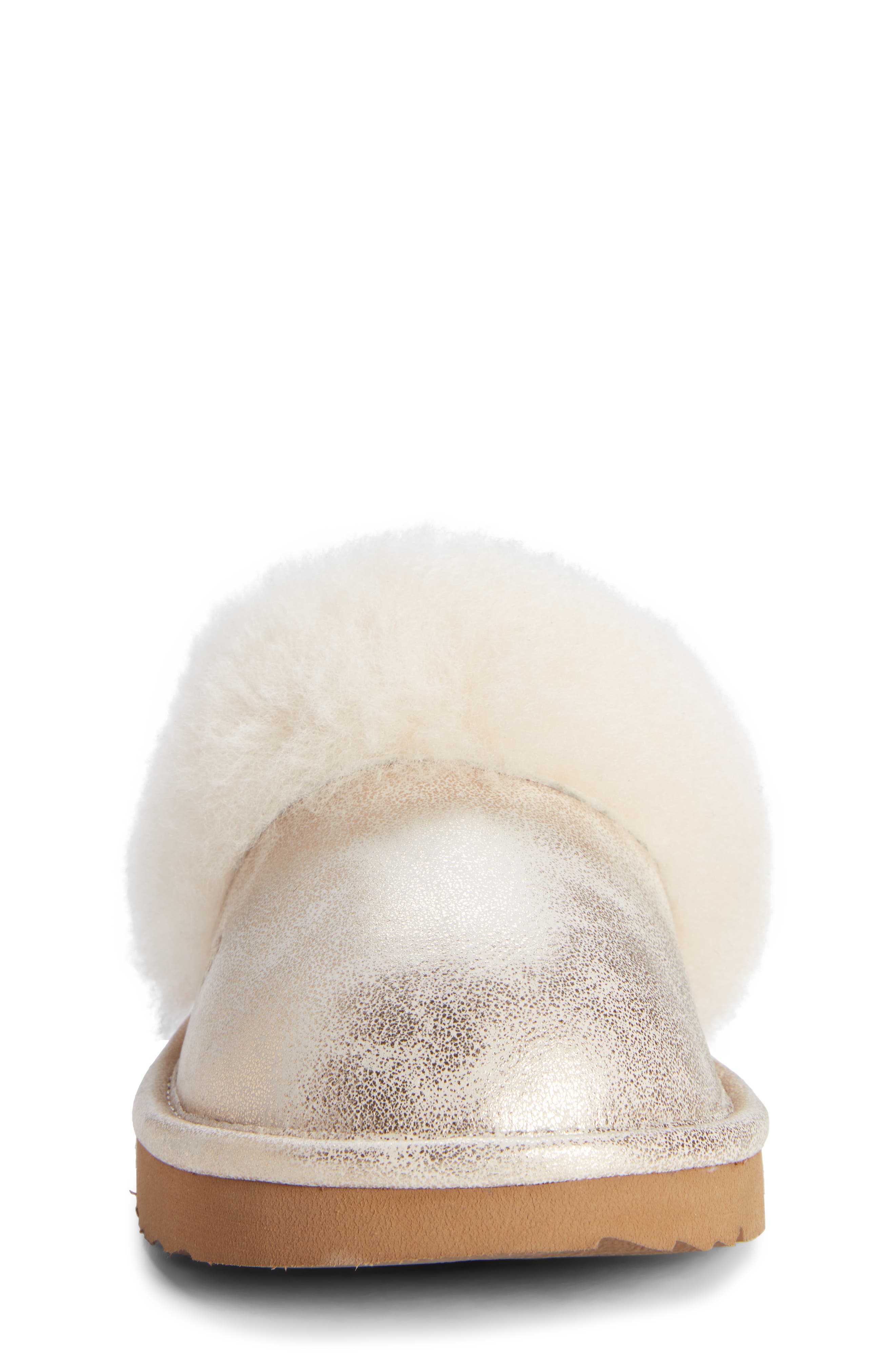 cozy ii metallic genuine shearling cuff slipper