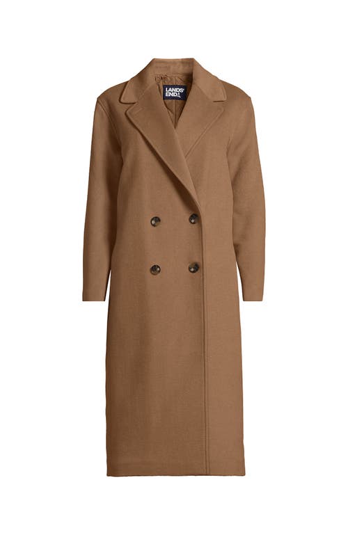 Shop Lands' End Insulated Double Breasted Wool Coat In Honey Beige