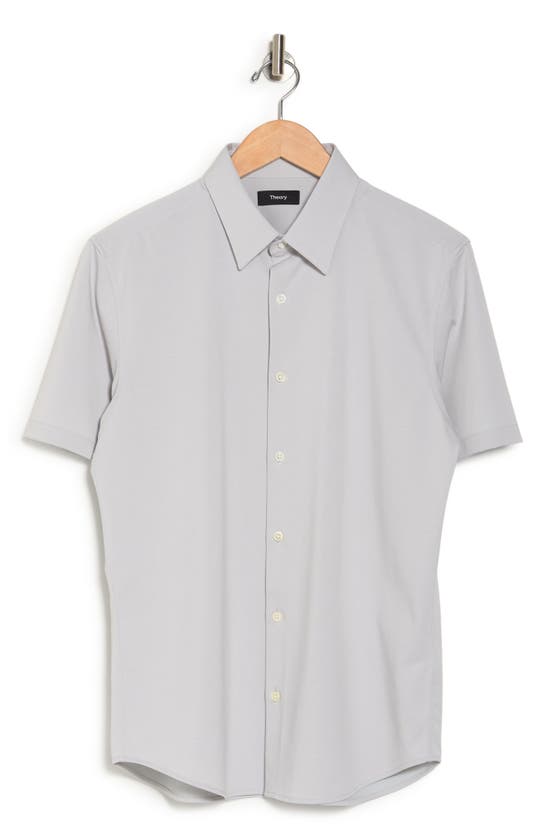 Theory Irving Short Sleeve Button-up Shirt In Vapor